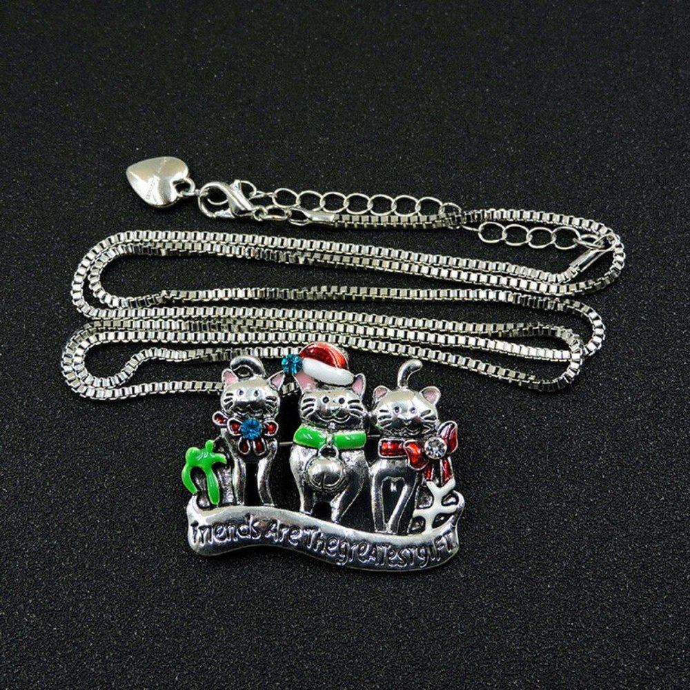 Whimsical Cat Friends Necklace/Brooch